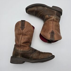 Justin Boots Women 7.5 B Leather Starlina 11 Inch Gypsy Cowgirl Shoe Embossed